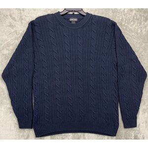 VTG Jantzen Men's Pullover‎ Sweater XLT Tall Navy Blue Fisherman Crew Neck